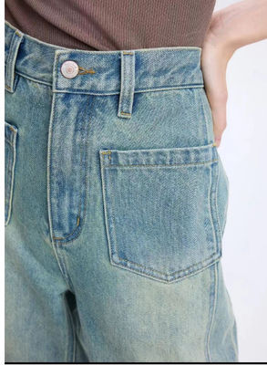 Diseño de piernas anchas de ajuste suelto con cintura media alta