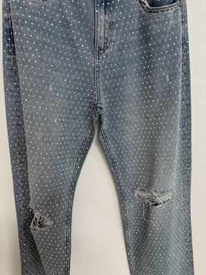 Decoraciones de estreno de moda Jeans recortados rectos para llamar la atención