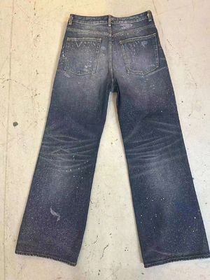 Vintage inspirado en el diseño de la pintura Splatter Denim Bottom para un aspecto audaz y de punta
