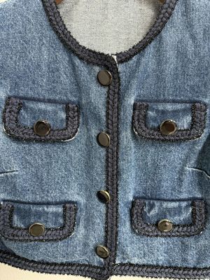 Traje de blazer de denim lavado Jeans Blazer con un aspecto de gama alta texturizado